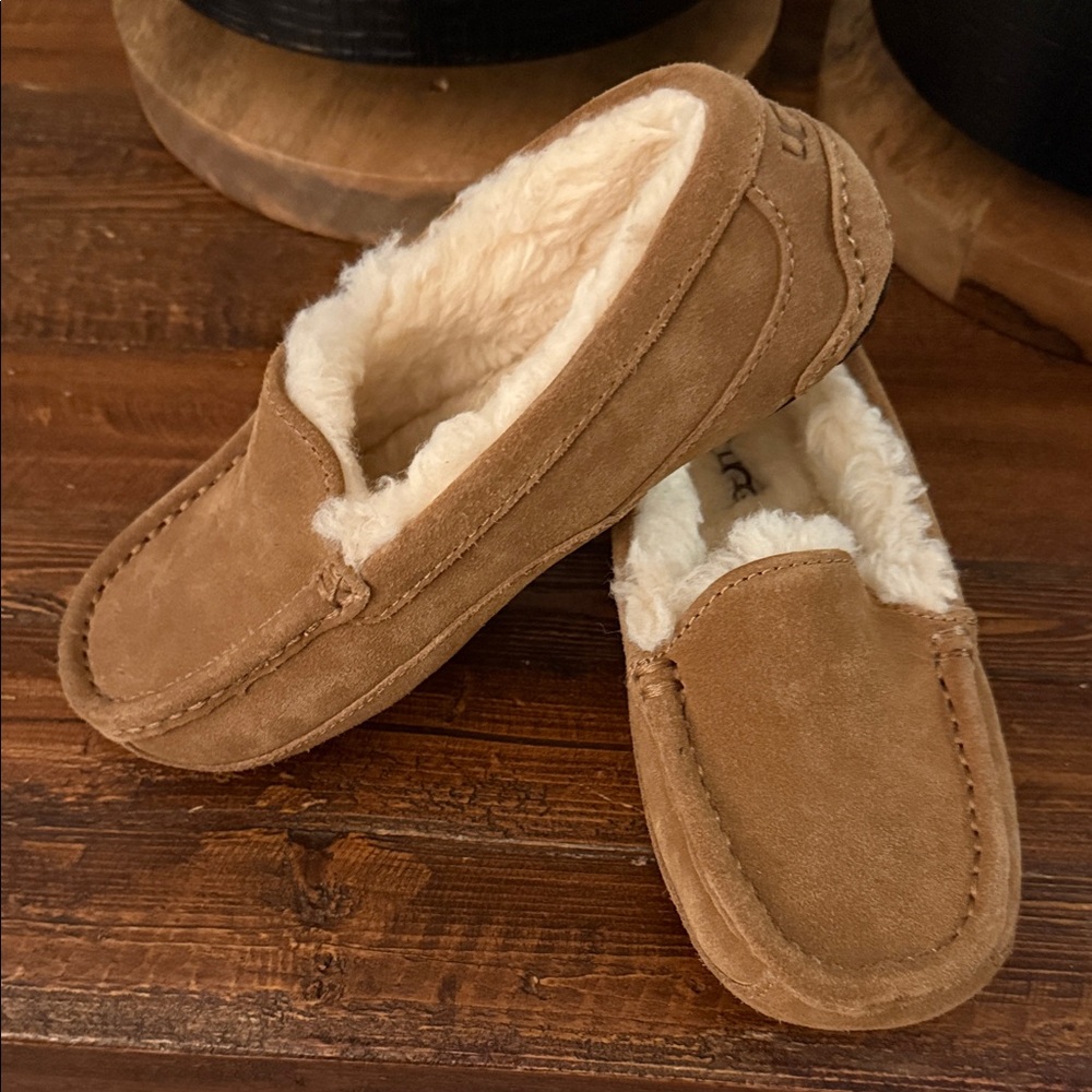 UGG Kids Tan Moccasins with Cream Lining